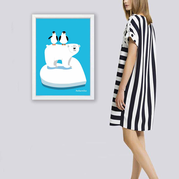 南極　クマ　ペンギン　イラスト　ポスター　A4 A3 A2 A1　アート  　アートポスター　sei検索　2732 4枚目の画像