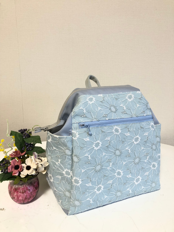 大人のリュック マーガレット刺繍 ミスト リュック・バックパック  