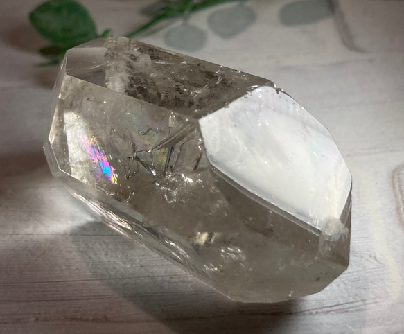 レインボー✨　スモーキークォーツ　ダブルポイント　クリスタル　水晶　ポリッシュ 4枚目の画像