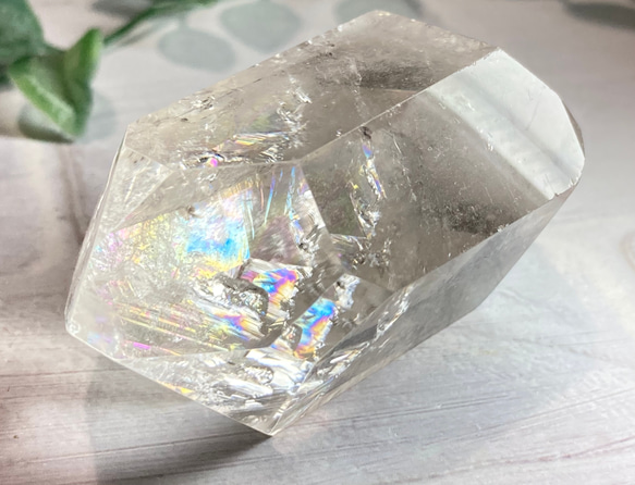 レインボー✨　スモーキークォーツ　ダブルポイント　クリスタル　水晶　ポリッシュ 2枚目の画像