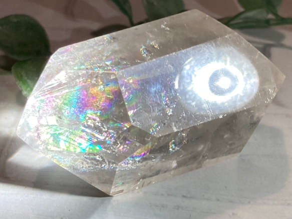 レインボー✨　スモーキークォーツ　ダブルポイント　クリスタル　水晶　ポリッシュ 3枚目の画像