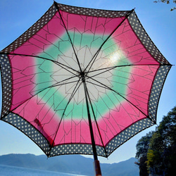 日傘　水玉と矢羽根グラデーション柄 2枚目の画像