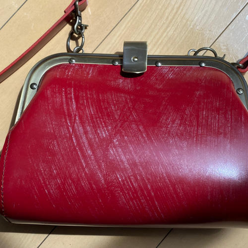 車掌 バッグ カバン ブライドルレザー レッド アンティークゴールド