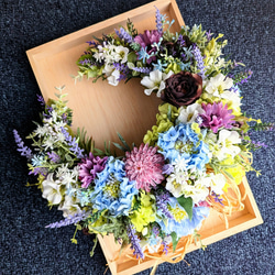 青い月・ラベンダーのBlue Crescent Wreath～ラベンダー×スカビオサ×スノーボール 母の日 ギフト 14枚目の画像