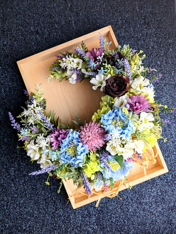 青い月・ラベンダーのBlue Crescent Wreath～ラベンダー×スカビオサ×スノーボール 母の日 ギフト 14枚目の画像