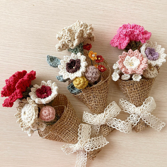 編み花のミニブーケ③ 10枚目の画像