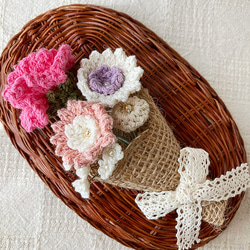 編み花のミニブーケ③ 1枚目の画像