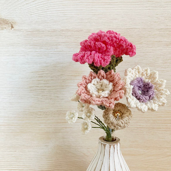 編み花のミニブーケ③ 4枚目の画像