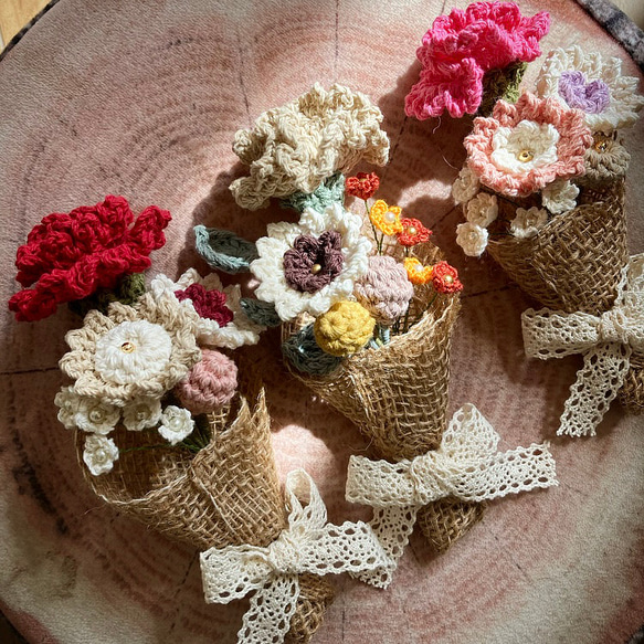 編み花のミニブーケ③ 12枚目の画像