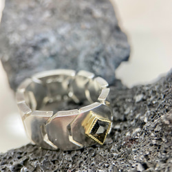 ローズカットダイヤK18/silverリング(送料無料)指になじむシルバーチェーン型リング 7枚目の画像