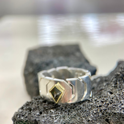 ローズカットダイヤK18/silverリング(送料無料)指になじむシルバーチェーン型リング 3枚目の画像