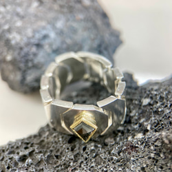 ローズカットダイヤK18/silverリング(送料無料)指になじむシルバーチェーン型リング 8枚目の画像