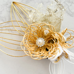 水引髪飾り　和装髪飾り　ゴールド　シルバー　成人式　結婚式　パーティー　クリップピン　M227 4枚目の画像