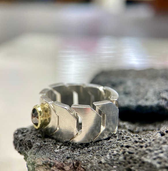 ローズカットダイヤK18/silverリング(送料無料)ローズカットでキラキラなブラウンダイヤモンド 4枚目の画像