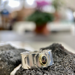 ローズカットダイヤK18/silverリング(送料無料)ローズカットでキラキラなブラウンダイヤモンド 1枚目の画像