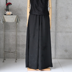 ロングスカート風のマキシパンツ　 フリーサイズ   ブラック　着物リメイク 3枚目の画像