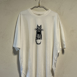 ネコさん　レディースビッグシルエットTシャツ綿100％【S～4L】 1枚目の画像