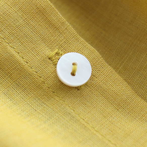 亞麻立領褶皺襯衫（黃色）TP33。 第15張的照片