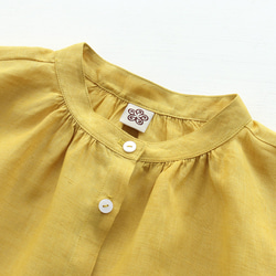 亞麻立領褶皺襯衫（黃色）TP33。 第14張的照片