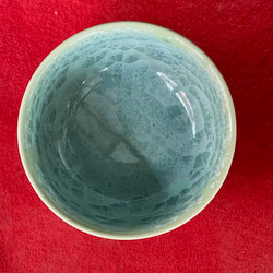 京焼・清水焼 花結晶 ふくりん茶碗(小) 緑 4枚目の画像