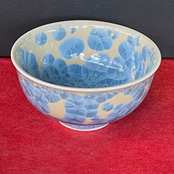 清水焼 花結晶 ふくりん茶碗(小) 縹 3枚目の画像