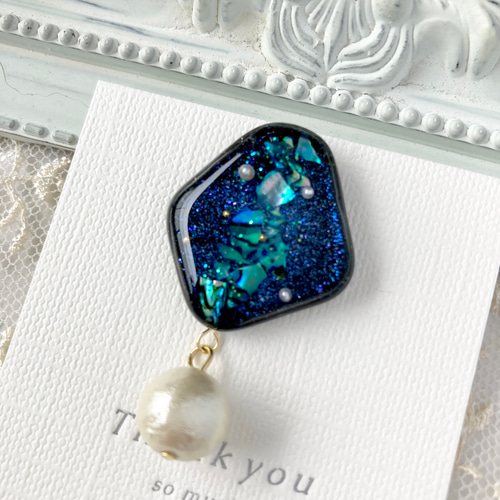 天秤座 幻想的な宇宙 大人レジンブローチ⭐︎世界に一つのブローチ