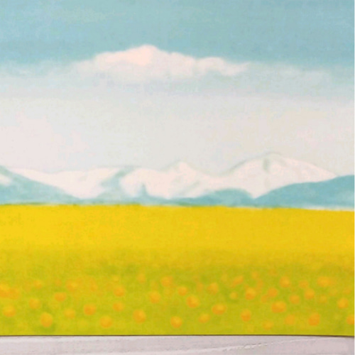 風景画『小さな幸せNo.2』山の絵 アート ポスター 花 空 山 菜の花 絵