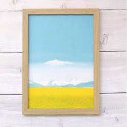 風景画『小さな幸せNo.2』山の絵 アート ポスター 花 空 山 菜の花 絵