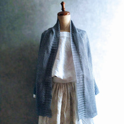 シルクリネン×シルクウールの羽織り カーディガン ブルーグレー 5枚目の画像