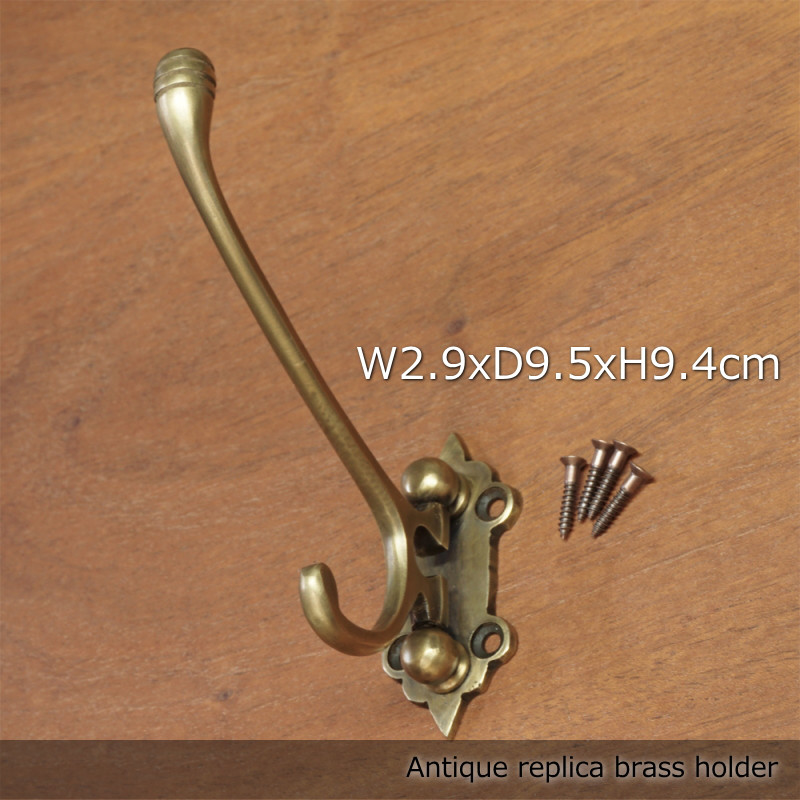 ヴィンテージ真鍮と木製ハンドルの壁掛けレールバー用品4点セット