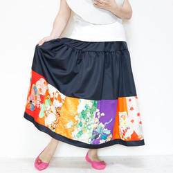 Kimono HAREGI Skirt Long -Using Vintage Kimono Fabrics 第11張的照片