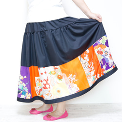 Kimono HAREGI Skirt Long -Using Vintage Kimono Fabrics 第16張的照片