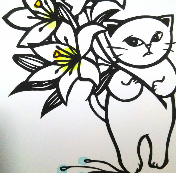 【切り絵】原画　A5サイズ　Lily2 2枚目の画像