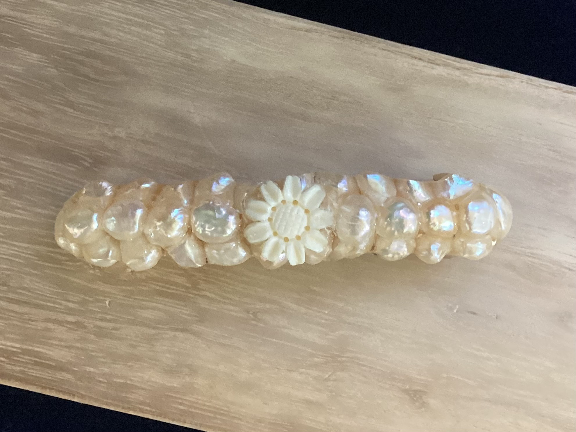 新品　本真珠　バレッタ ☆本象牙＆池蝶本真珠バレッタ ※A-15 バレッタ 石橋象牙店 通販