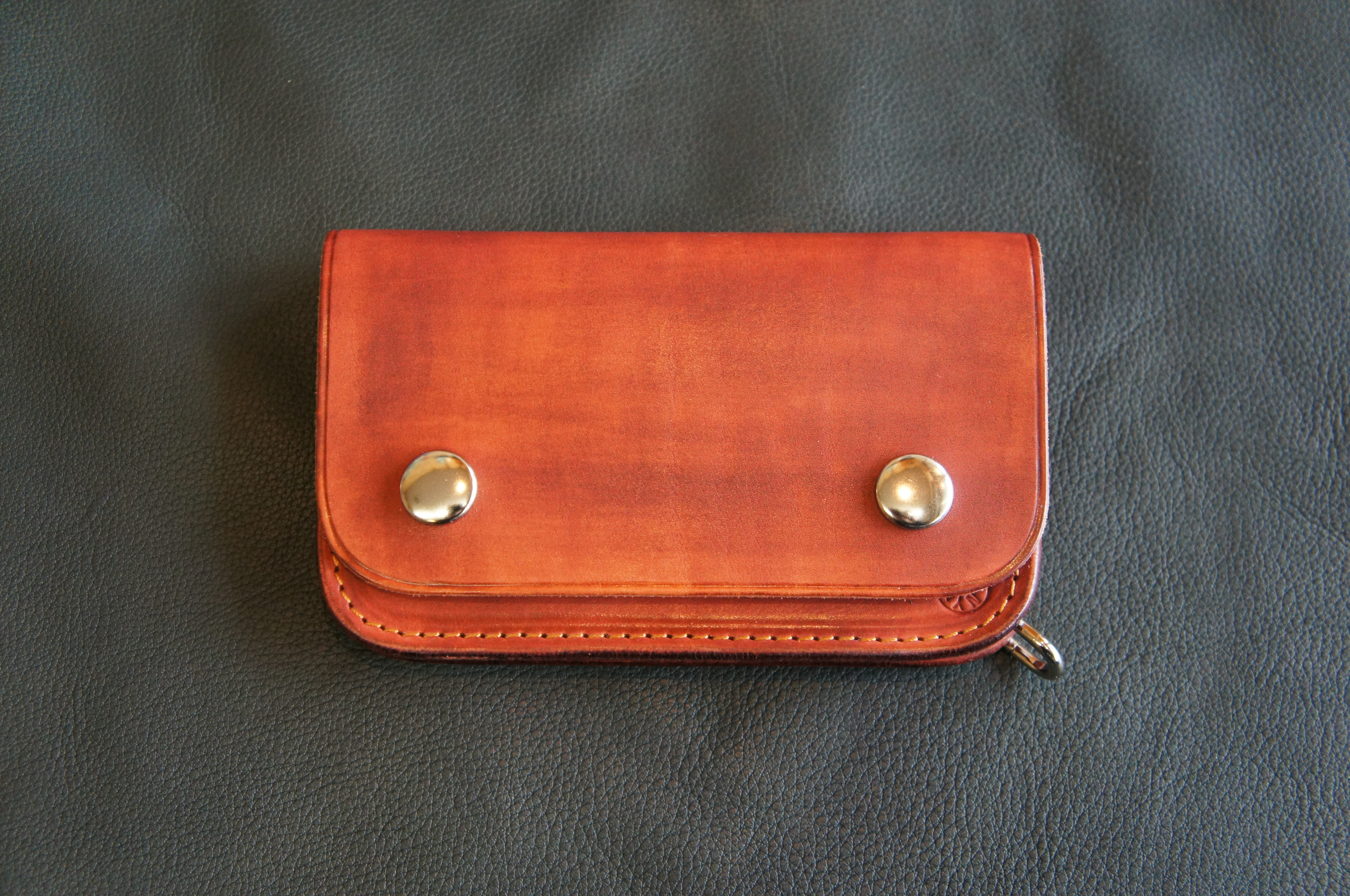 BURNY 牛ヌメ革製 ミニトラッカーウォレット MTW1B2R 茶 ブラウン 本革 バイカーウォレット レザー 財布