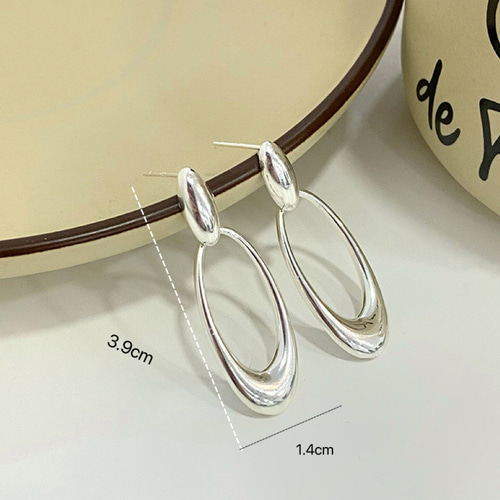 シルバー925 大きめ 楕円形 リング ピアス つけっぱなし ピアス