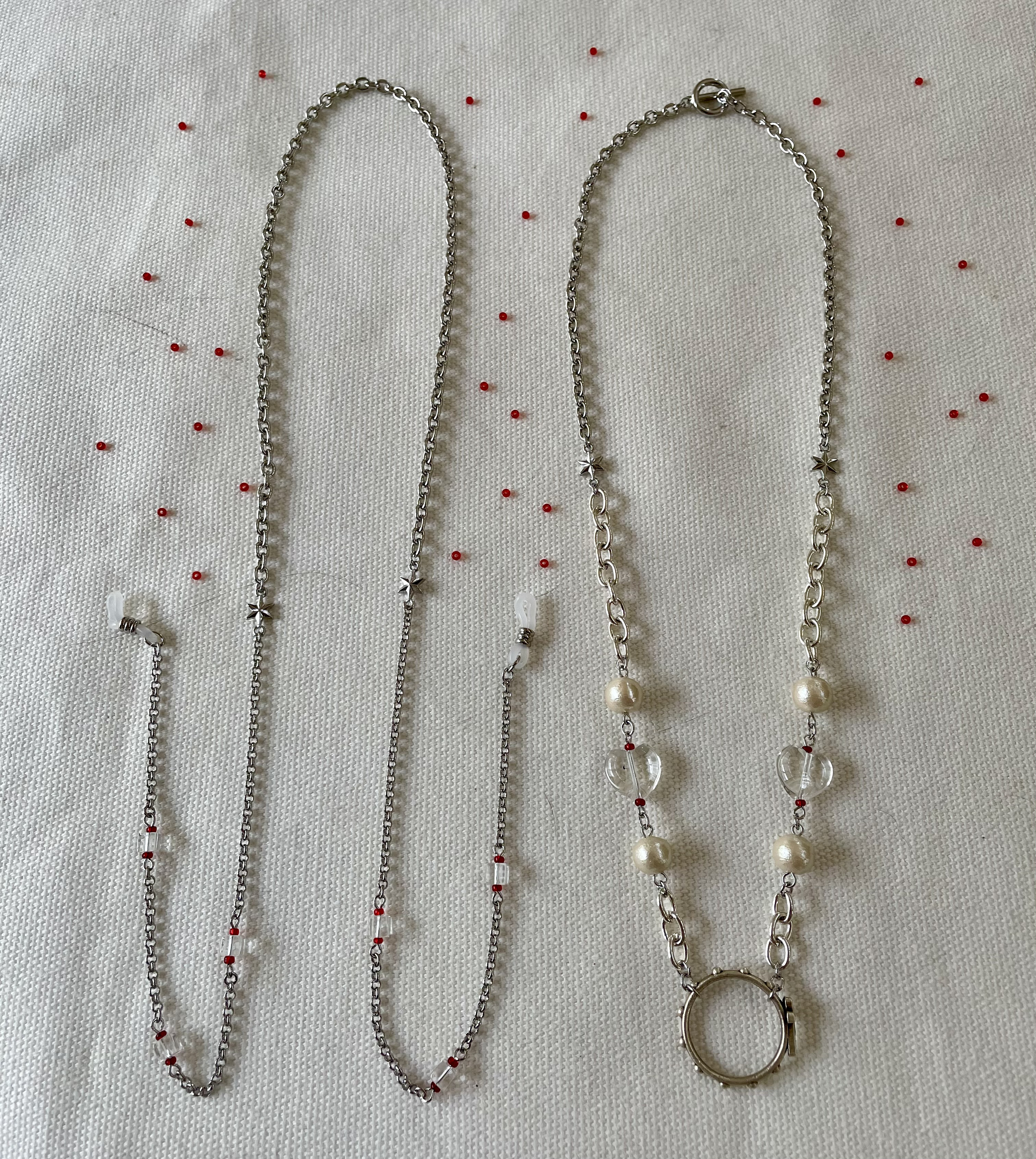 【送料無料】♯あったらいいな素敵に使える　NGSET－001 ぶちビーズ水晶のネックストラップセット