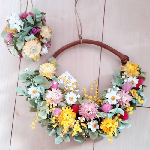 母の日 2点set 紫陽花のドライフラワーハーフリース&紫陽花ボール 