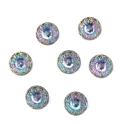 ヴィンテージボタン カボション ガラス ガラスカボション チェコガラス チェコ/ガラスカボション/ミルキーグリーン×ゴールド/約14×10mm