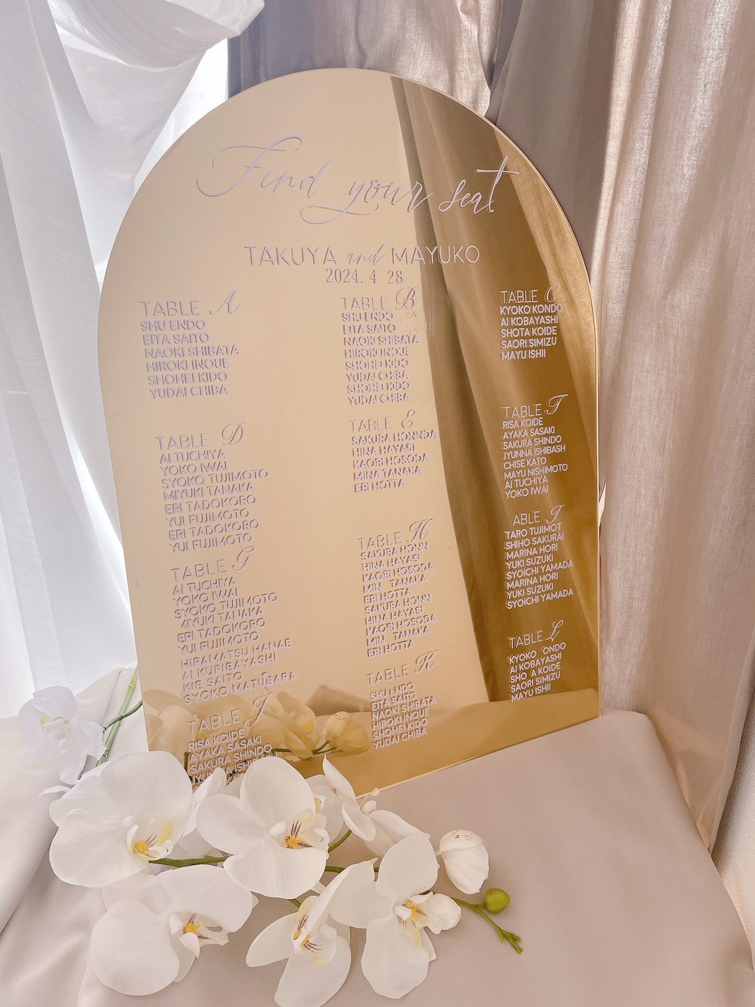 レンタルシーティングチャート　ミラーゴールド　アーチ型 8,712円