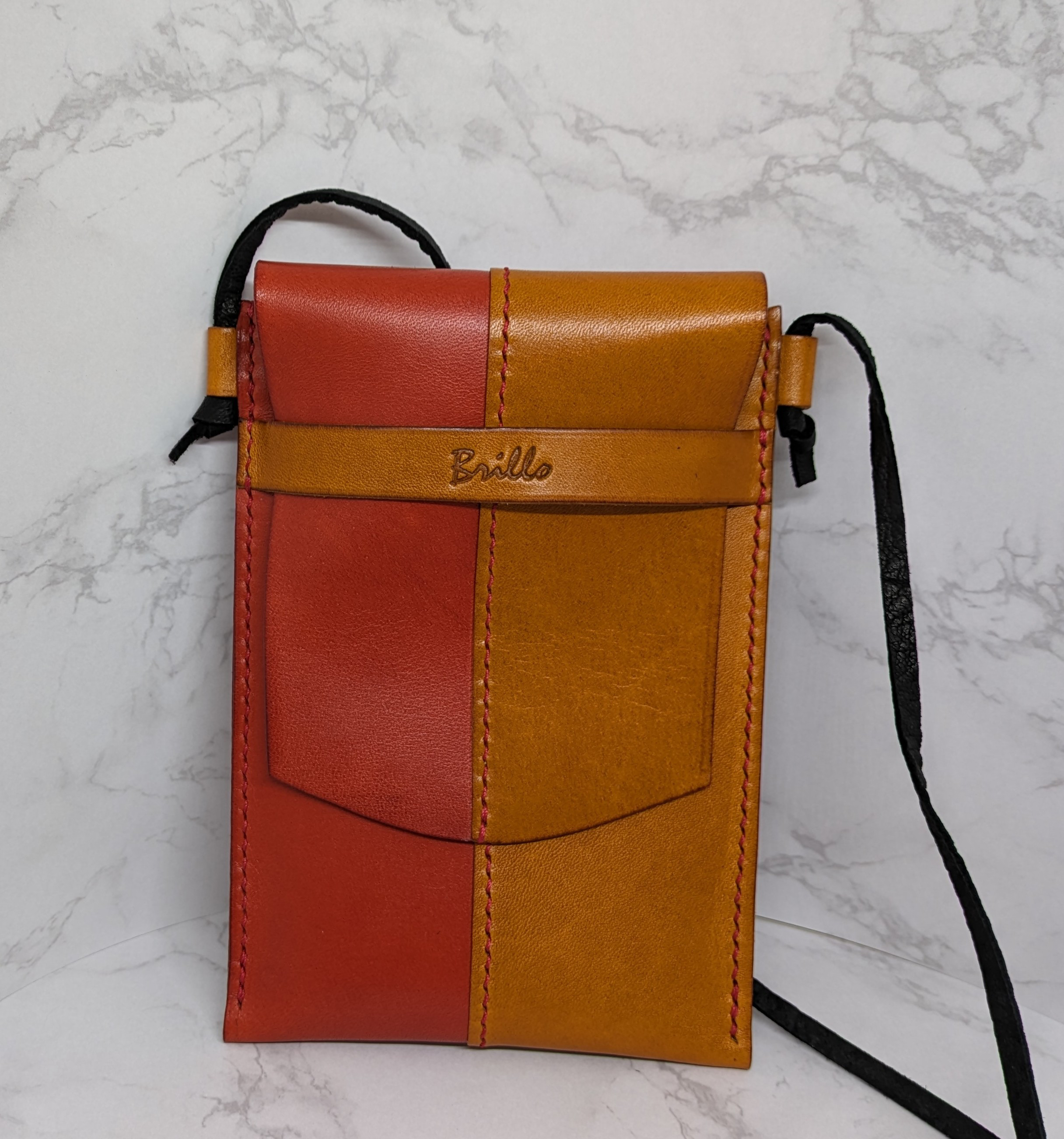 【レタパプラス送料無料】スマホケース-ショルダータイプ- レッド×オレンジ