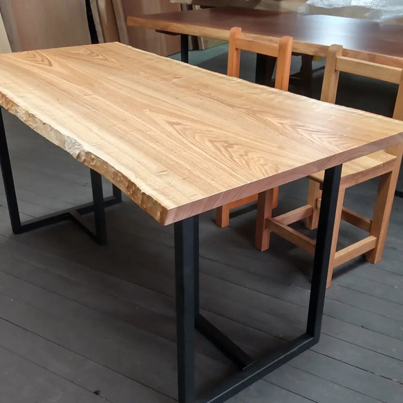 値下げ！ タモ無垢材 ダイニングテーブル 折畳ん 