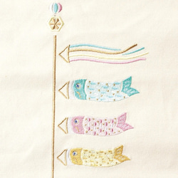 【M】こどもの日 ぷっくり 刺繍 タペストリー  ♡ 鯉のぼり 五月人形 壁飾り 端午の節句 節句 初節句 2枚目の画像