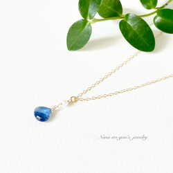 ＊1点もの＊14kgf kyanite × pearl necklace 3枚目の画像