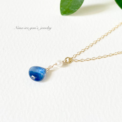 ＊1点もの＊14kgf kyanite × pearl necklace 2枚目の画像