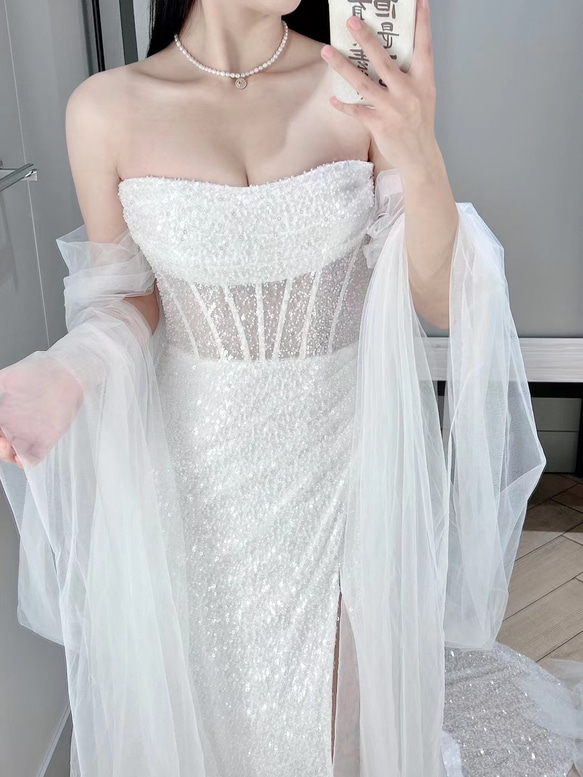 新作！セクシー 抜群のおしゃれ見え 美しい花レース ウェディング