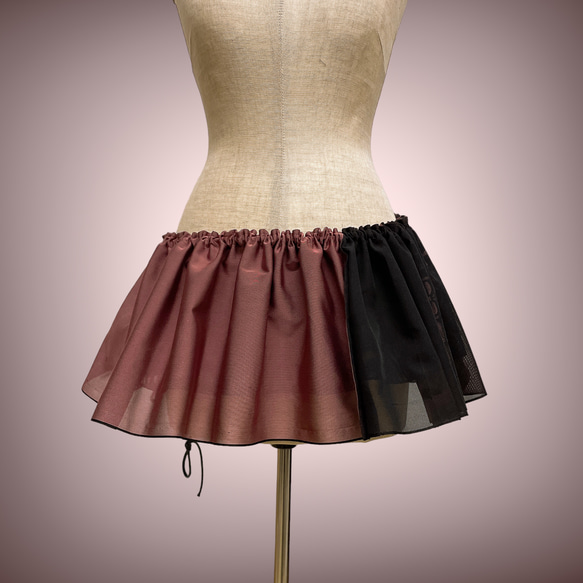 斜めがけフリル 黒ピンク 付け衿 紗 帯飾り 重ね衿 サッシュ 付けフリル ペプラム飾り 成人式 和装 洋装 J6301 4枚目の画像