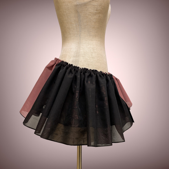 斜めがけフリル 黒ピンク 付け衿 紗 帯飾り 重ね衿 サッシュ 付けフリル ペプラム飾り 成人式 和装 洋装 J6301 3枚目の画像