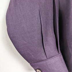 【新色】スタンドカラー　パープル　リネンシャツ　シンプル　春夏　麻　1枚でキマる　紫　リネン 5枚目の画像