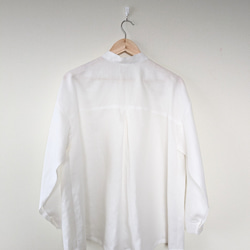 【新色】スタンドカラー　リネンシャツ(やや薄)　ホワイ　シンプル　春夏　麻　1枚でキマる 9枚目の画像